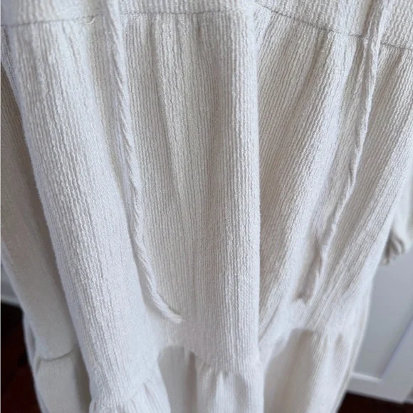 Pull & Bear Boho Tie-Neck Tiered Midi Dress in Soft Ivory Small - Picture 3 of 8
